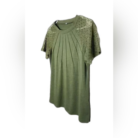 Women's Ruched Solid Hollowed Out Sleeves Round Neck Top - Picture 5 of 11